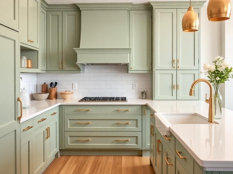 Sage green kitchen cabinet finish in Markham